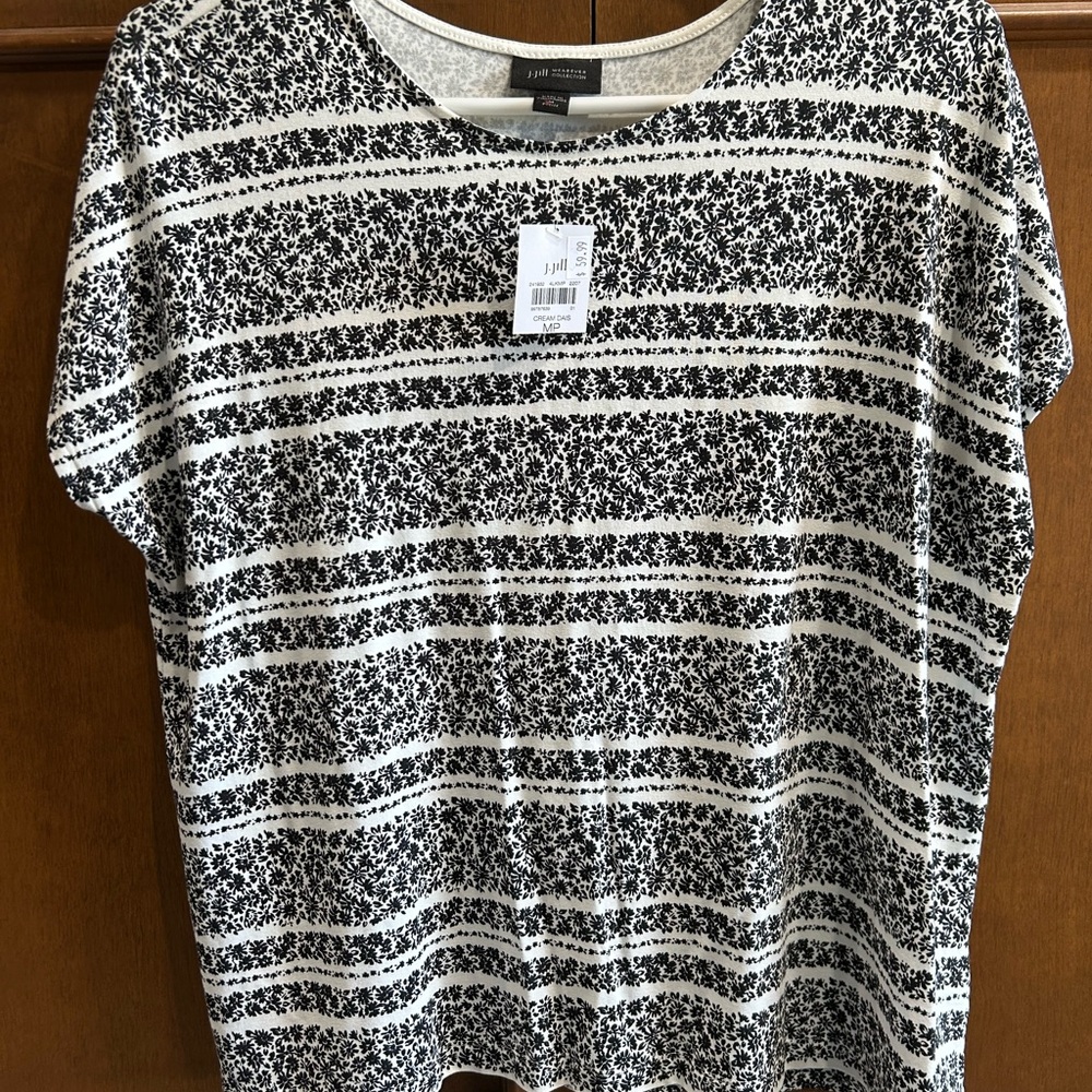 j. Jill Black and White Patterned Women's Top